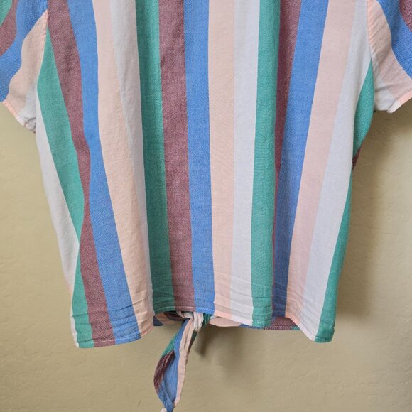 Madewell Novel Tie-Front Button Top in Flagstaff Stripe - Picture 9 of 13